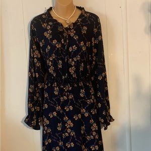 Floral print midi dress navy blue size XL
